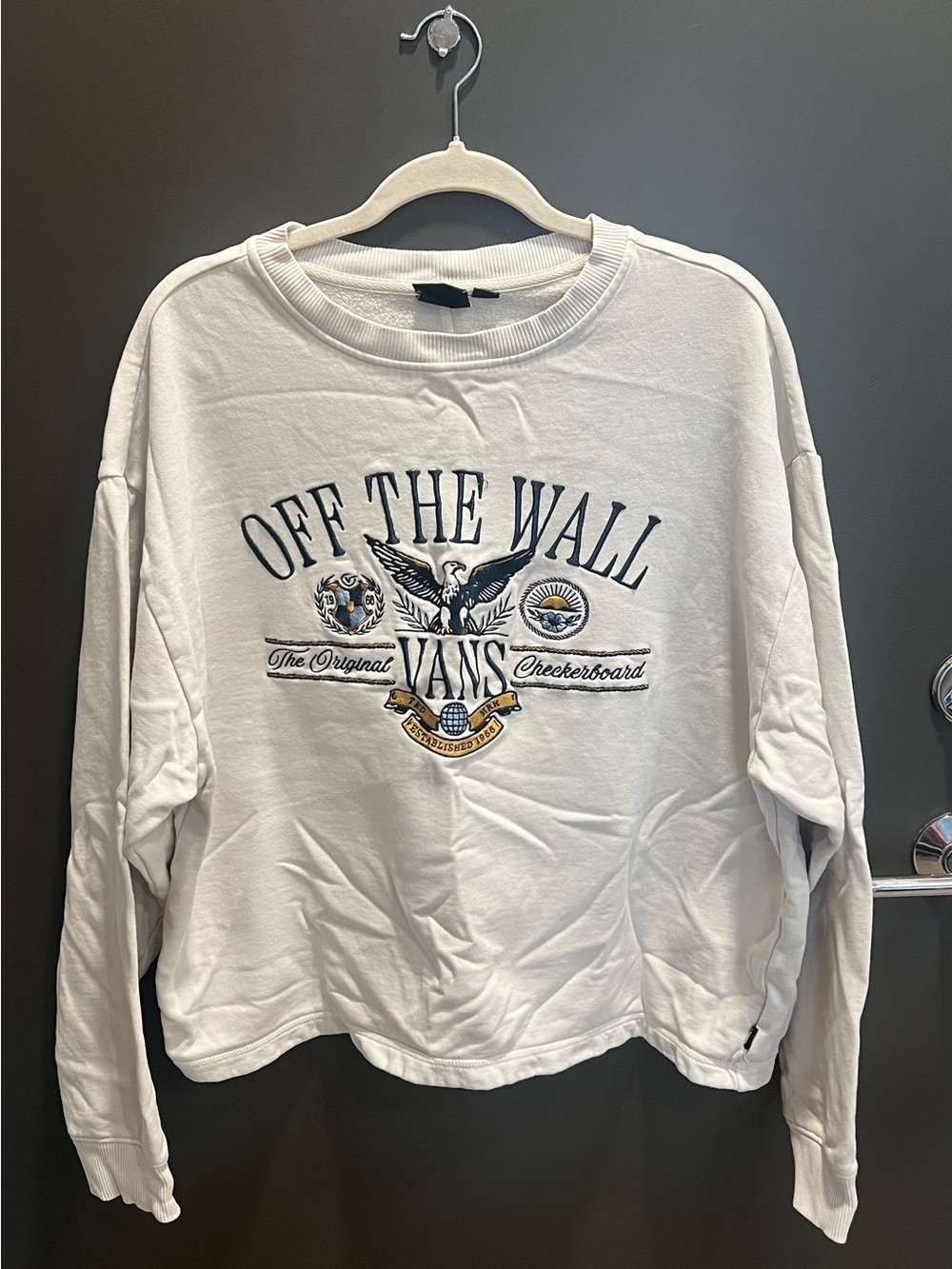 Vans Off The Wall Eagle Graphic Crewneck Sweatshirt White Medium
